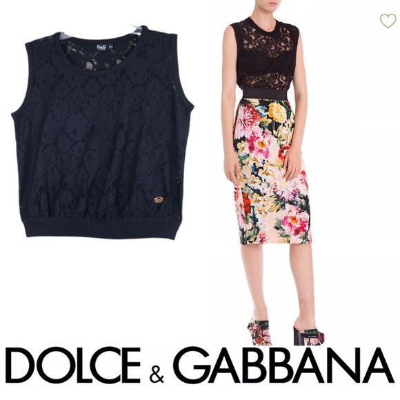 Dolce & Gabbana Tops - DOLCE & GABBANA  Sleeveless Rose-Lace Top
